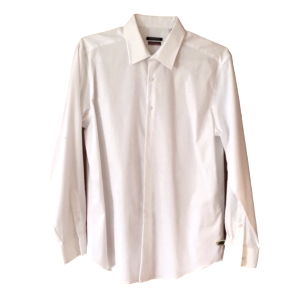 Van Heusen Mens White Slim Fit Stretch‎ Flex Collar Long Sleeve Buttondown Shirt